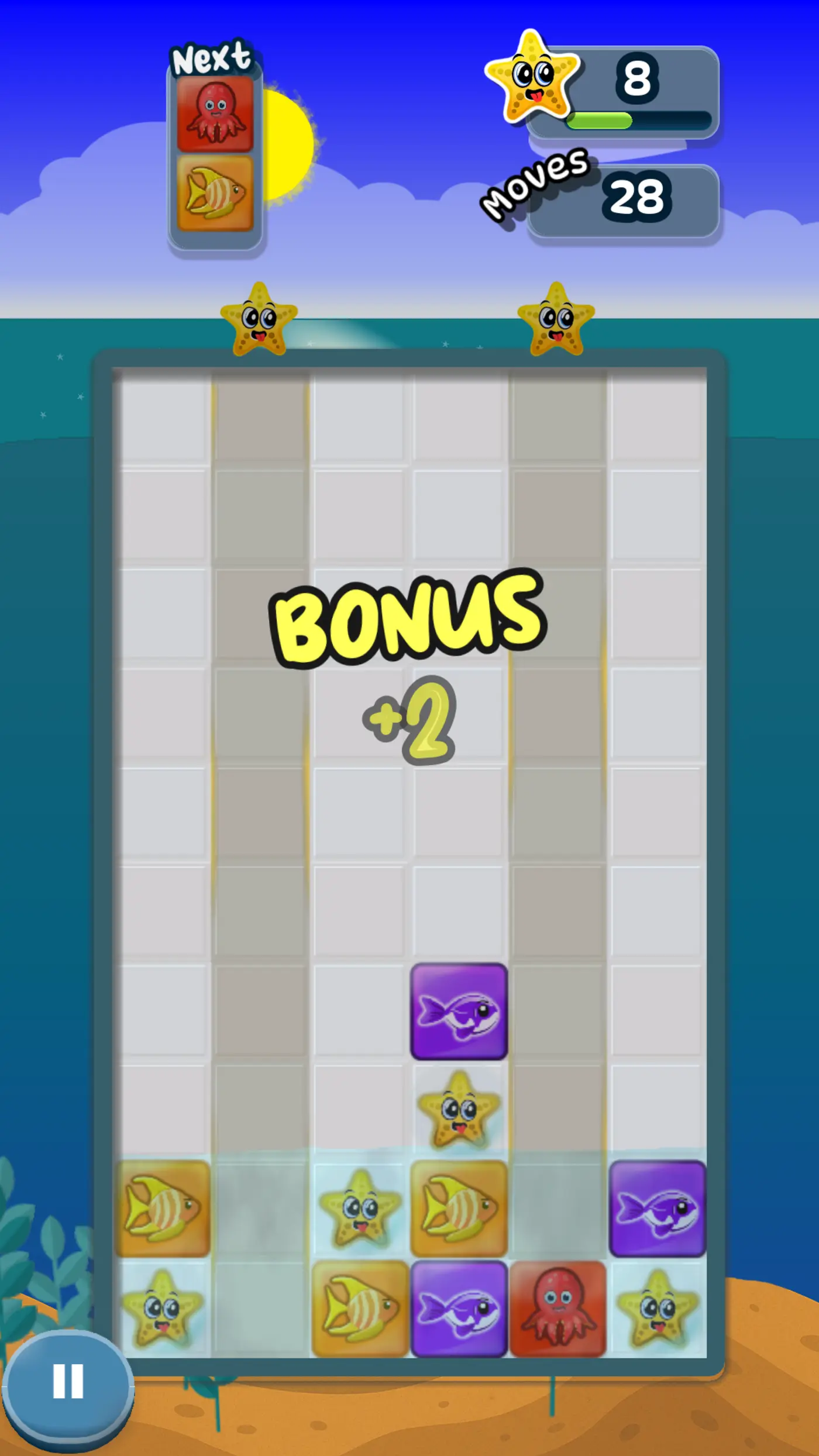 Mobile gameplay showing a bonus moves reward